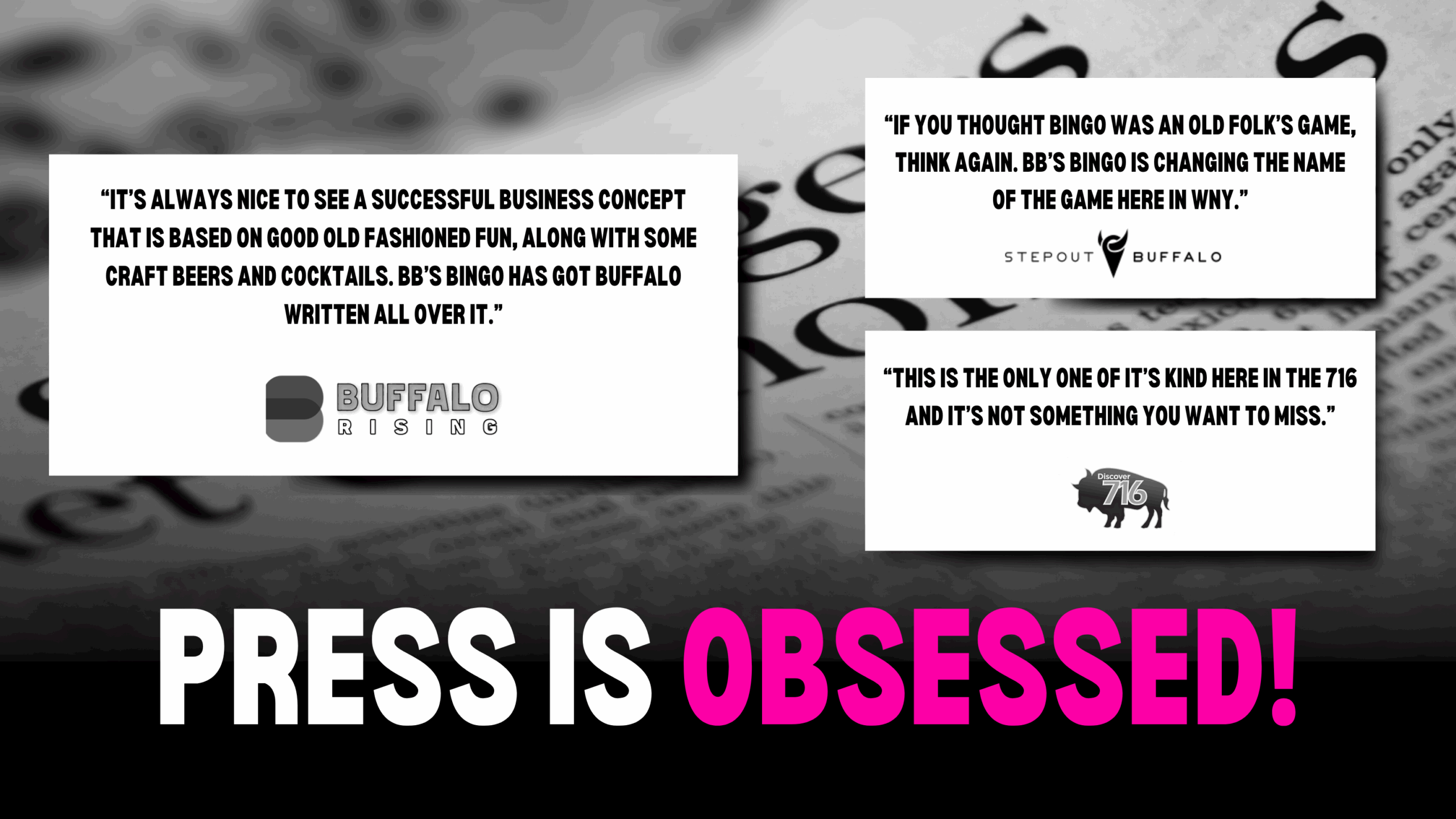BB’s Bingo feature in the press — headline reading ‘Press is Obsessed’